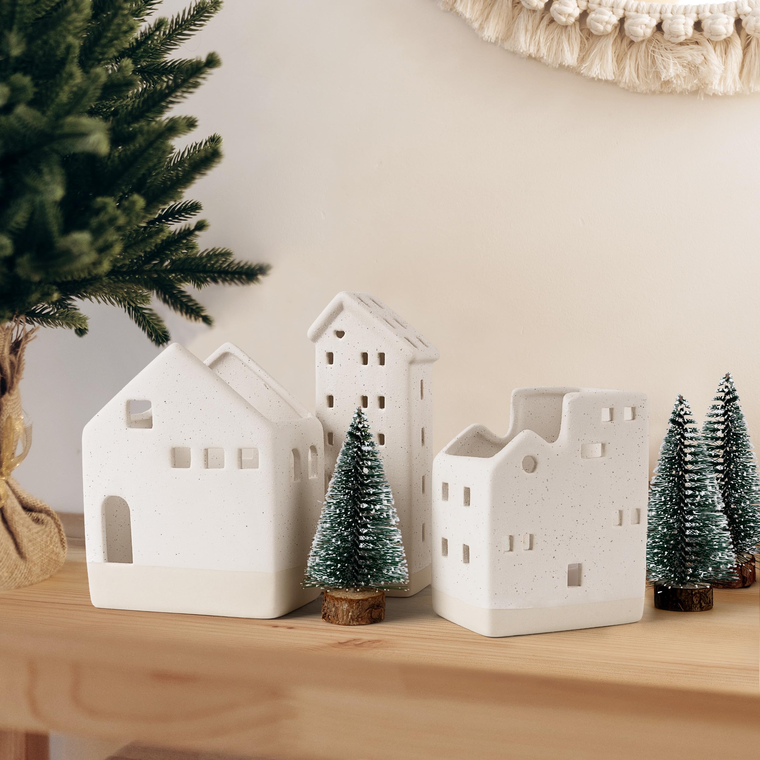 Amazon.com: Sunlit Ceramic Christmas Village Sets of 3 Houses with