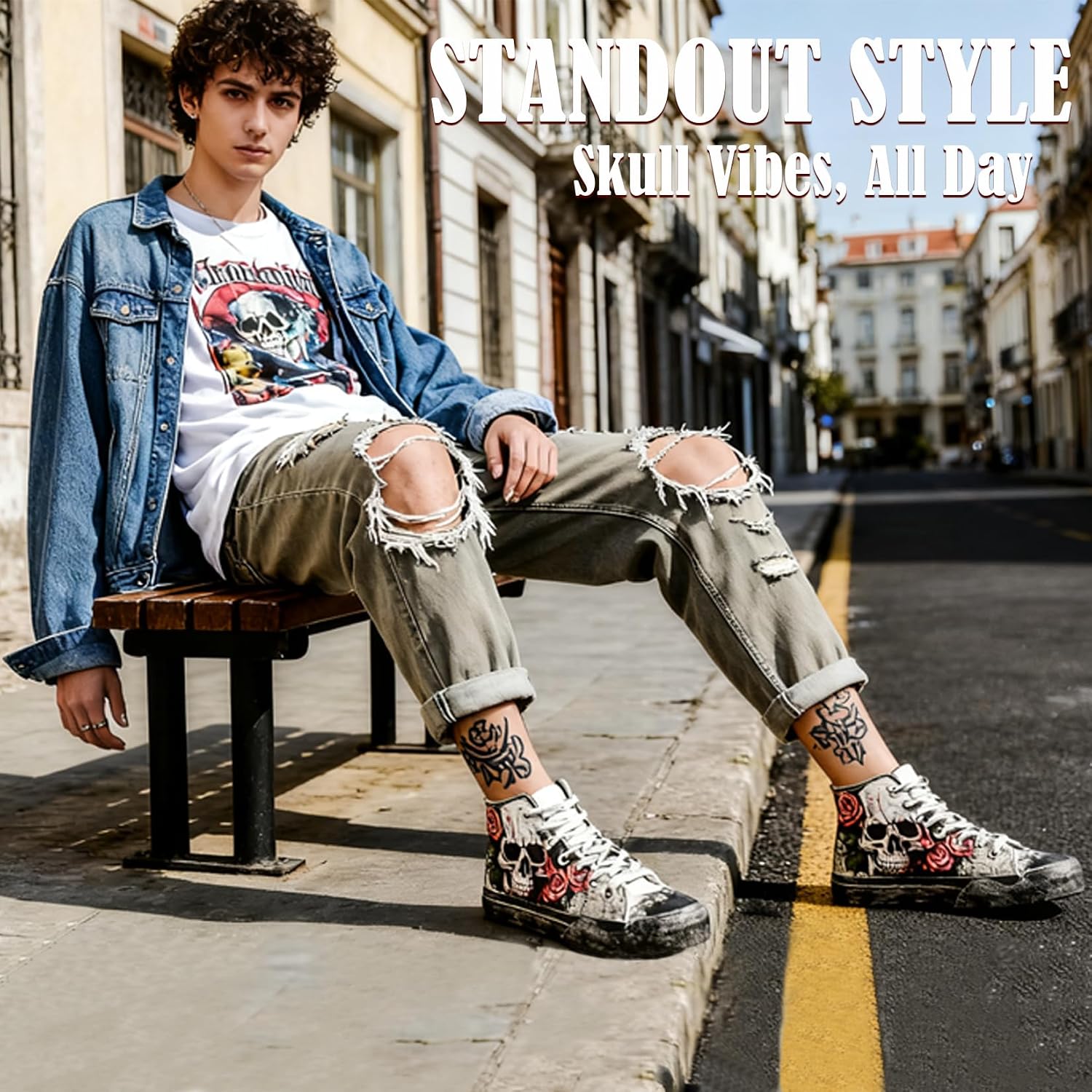 Gothic Skull Shoes Women Fashion Sneakers Men's Punk Cosplay Shoes image 4