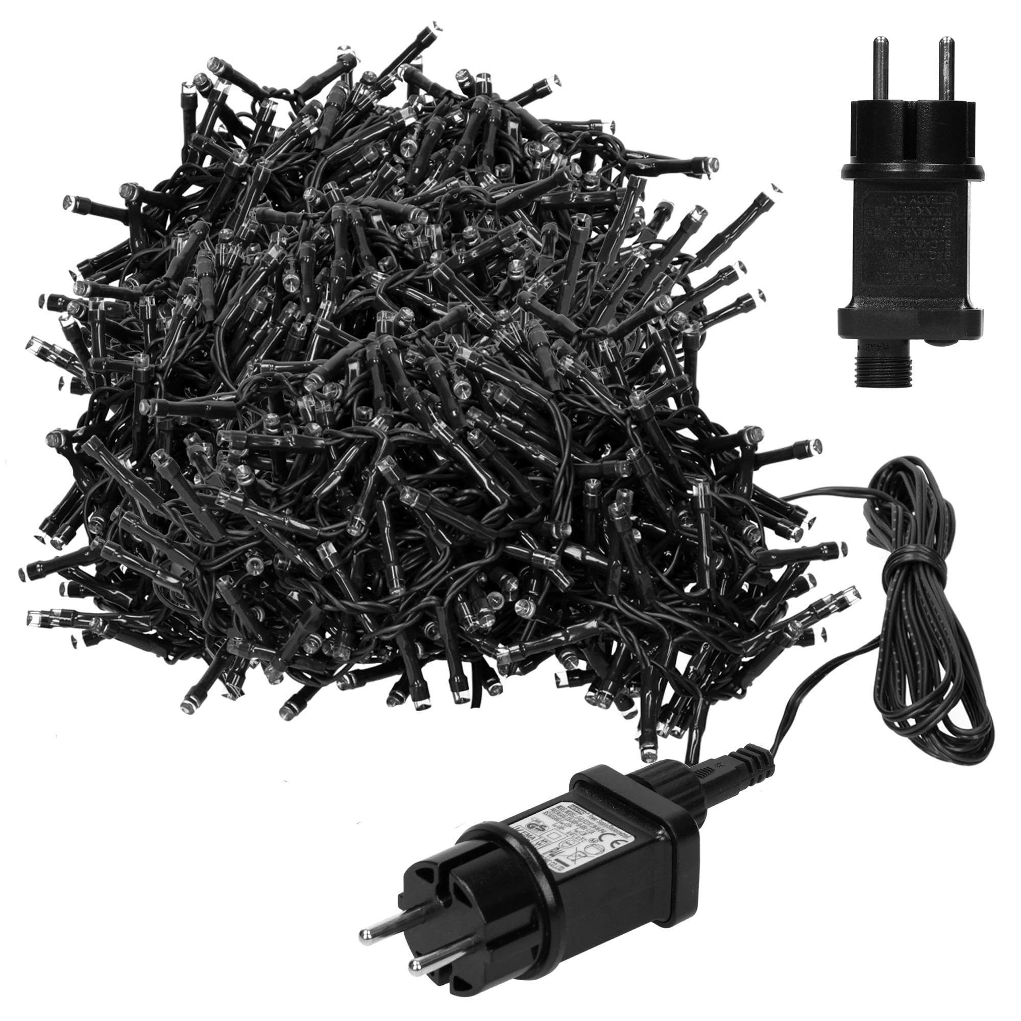 ECD Germany lampki choinkowe LED 39 m 3000 diod zimne biale swiatlo z timerem 8 trybów IP44 do uzytku wewnatrz i na zewnatrz swiateczna girlanda swietlna dekoracyjne oswietlenie zasilane sieciowo