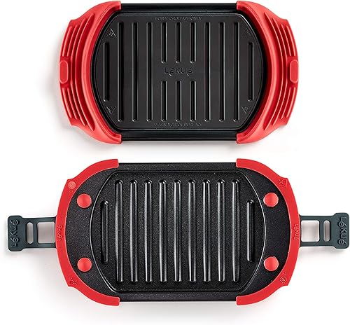 Miniatura 6 de Lekue Parrilla para microondas, sandwichera, prensa Panini, 10 in x 5.7 in, rojo
