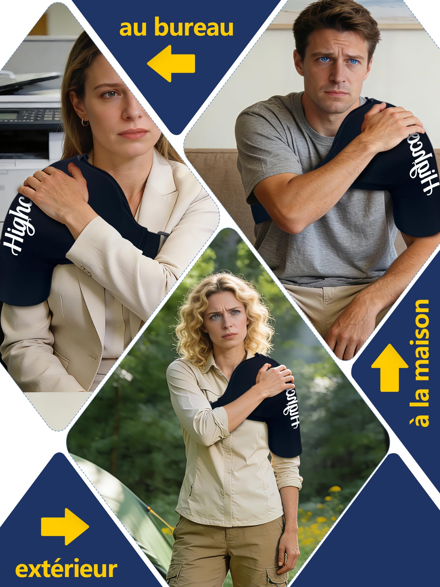 Épaulière de Compression Chaud et Froid | Poche de Glace Épaule Réutilisable pour Soulagement Douleur Coiffe des Rotateurs, Tendinite, Récupération Sportive et Post-Chirurgie | Sangle Ajustable（L）
