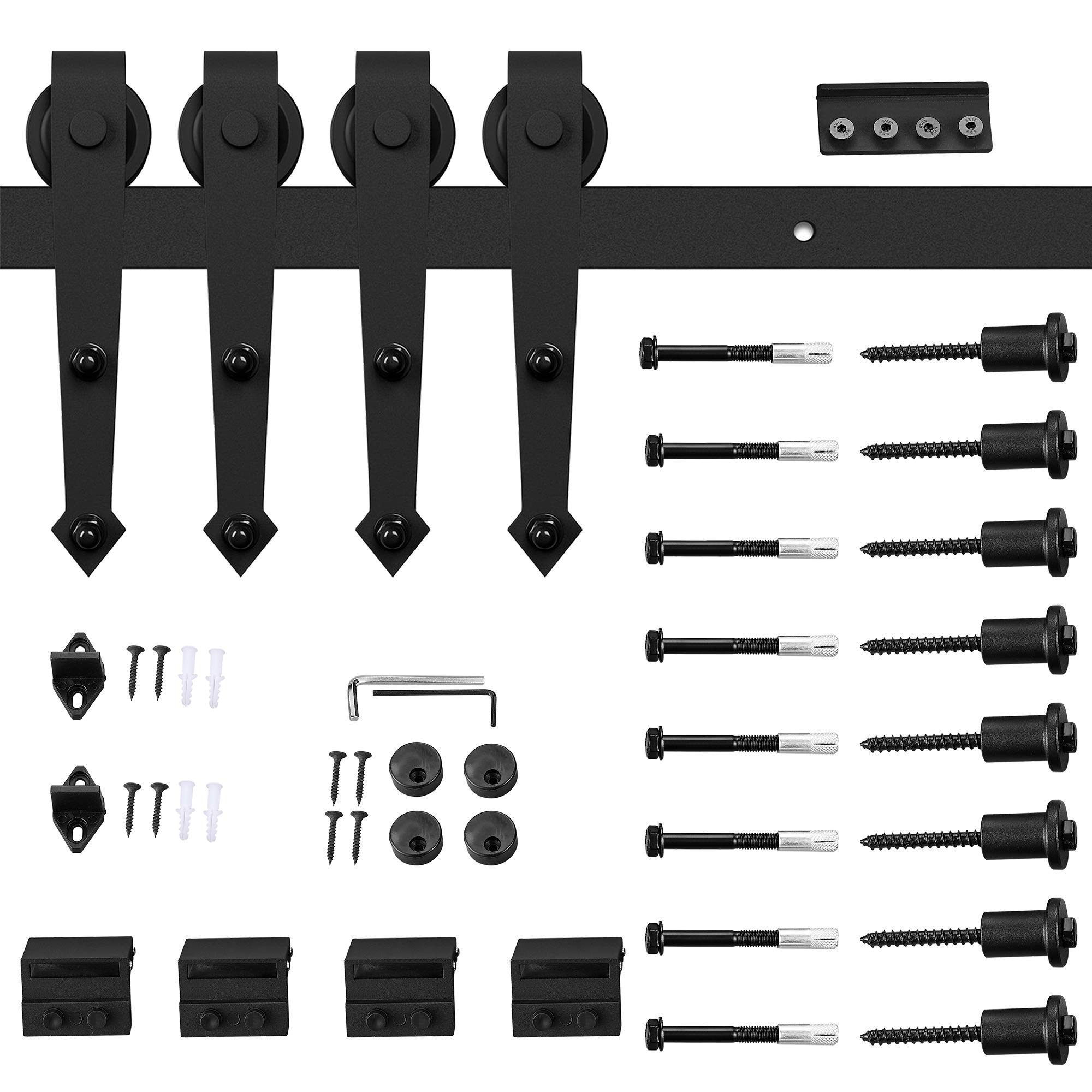 FaithLand 12FT Double Sliding Barn Door Hardware Track Kit for Wood