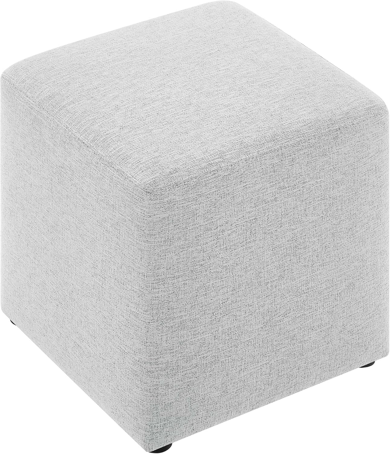 Modway Callum 17 Inch Square Ottoman in Heathered Weave Light Gray - Woven Heathered Fabric - Upholstered Ottoman for Living Room, Ottoman Side Table, Vanity Seat - Accent Table or Footrest Ottoman