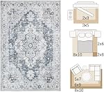 JINCHAN Tapis de porte Rug 2x3 Rug lavable Intérieur Rug Gris Multi Imprimer Retro Tapis Détresse Chenille Mat Accent Rug Salle de bain légère Cuisine Salon Chambre à coucher