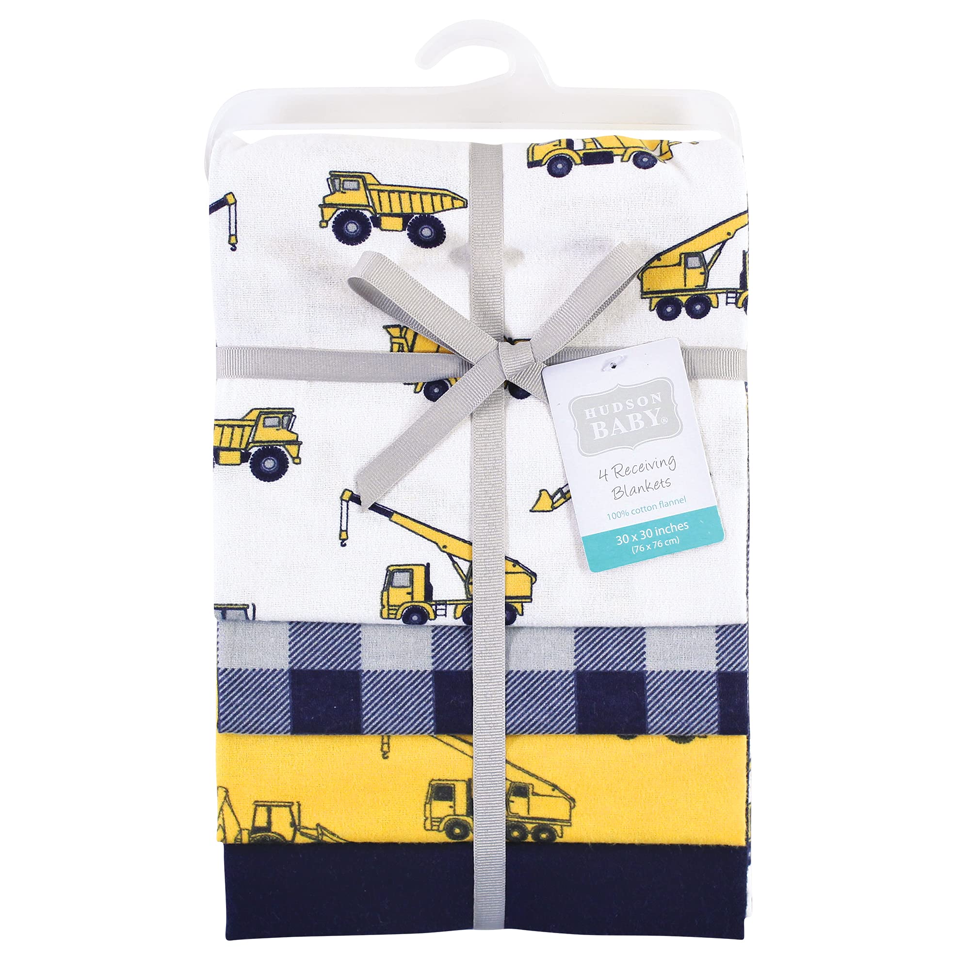 Hudson Baby Unisex Baby Cotton Flannel Receiving Blankets, Construction, One Size