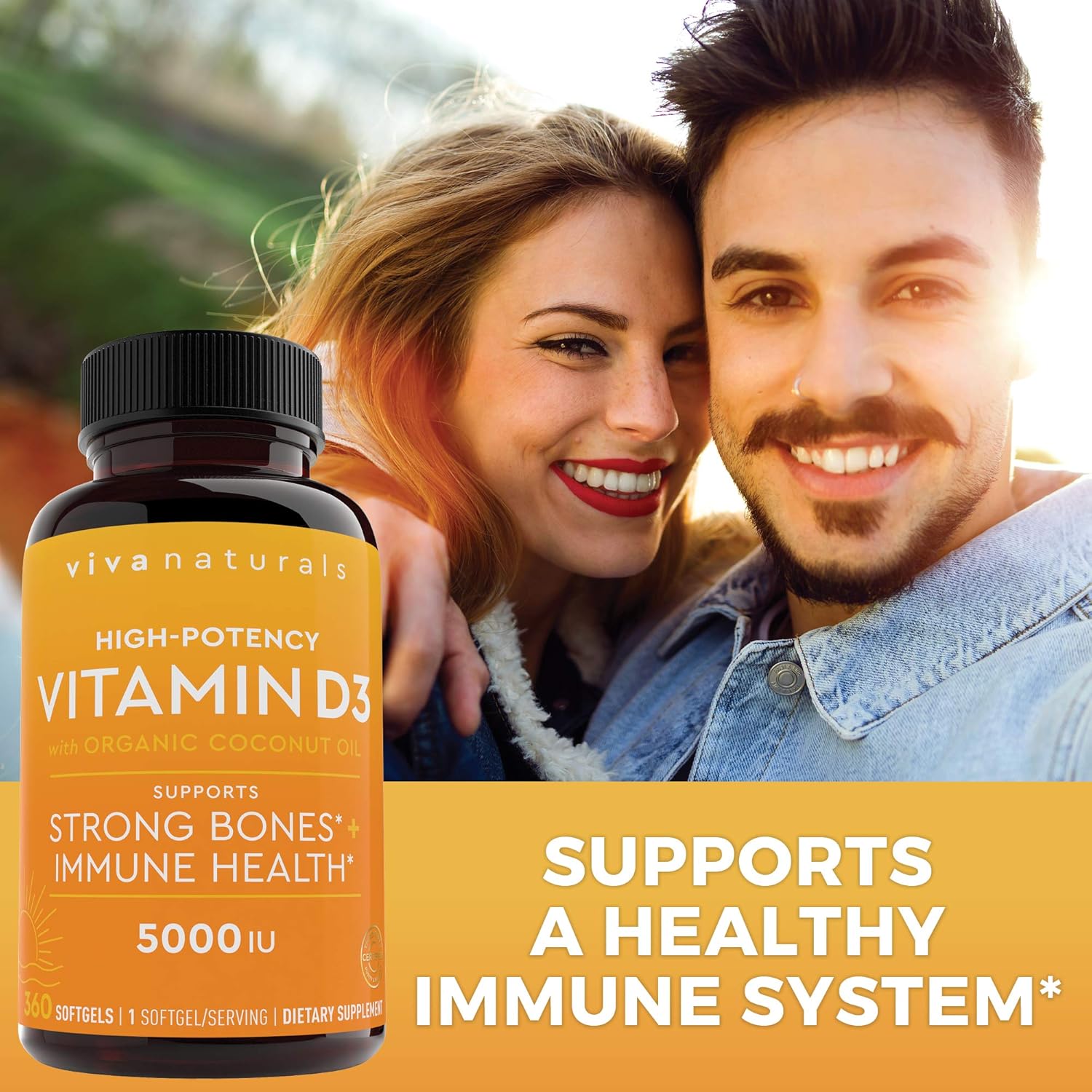 Vitamin D3 5000 IU (360 Softgels) - High Potency Vitamin D Supplements, Small Easy to Swallow Softgels & No Taste, Made with Organic Coconut Oil for Enhanced Bioavailability : Health & Household