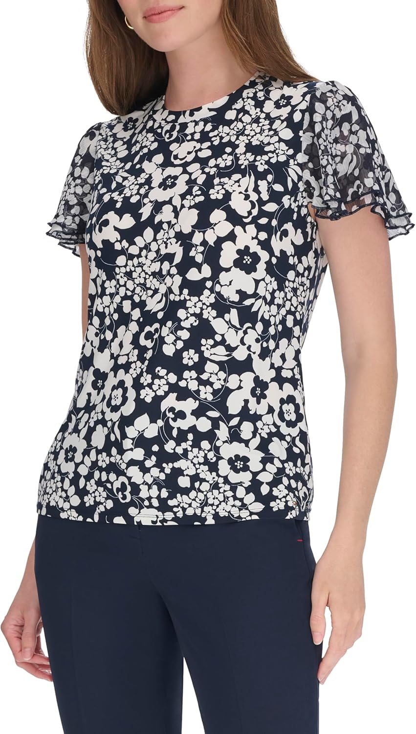 Tommy Hilfiger Womens Printed Knit Floral Top - Image 3