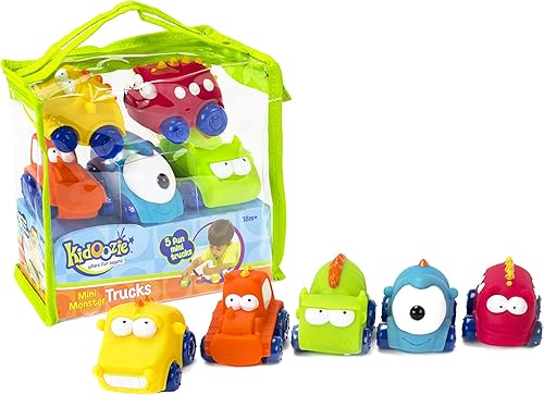 Kidoozie Mini Monster Trucks – Enseña un juego de rol beneficioso y emplea el compromiso táctil – Incluye camiones amarillos, naranjas, azules,
