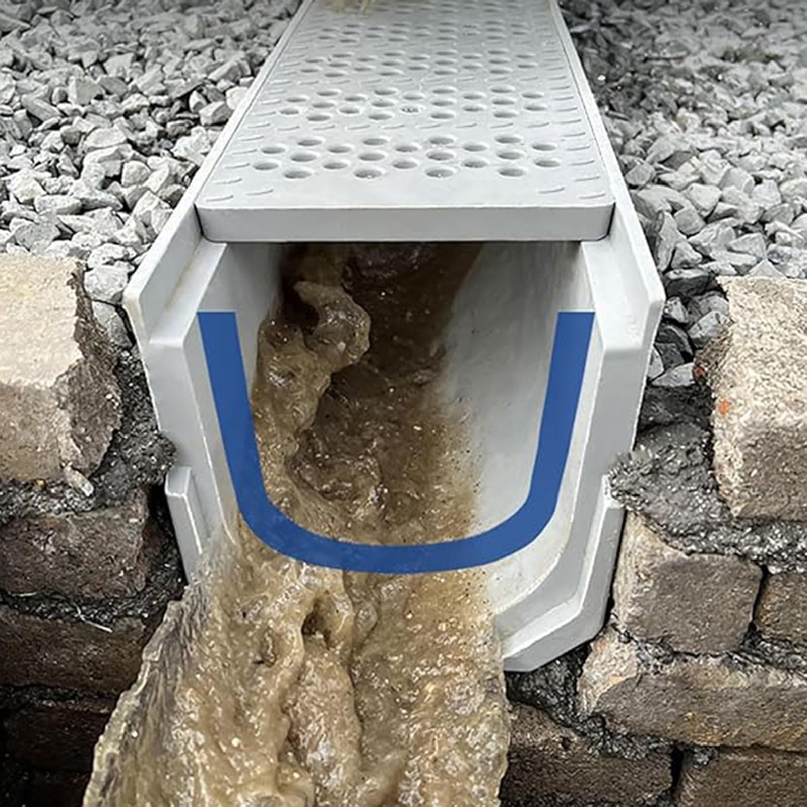 Drain Grate Drainage Channels, Gully Drainage Systems For Patio Ends Or Side Outlets, U-shaped Drains For Mass Drainage(W-26cm(10 1/4") xH-12.5cm(4 7/8"))