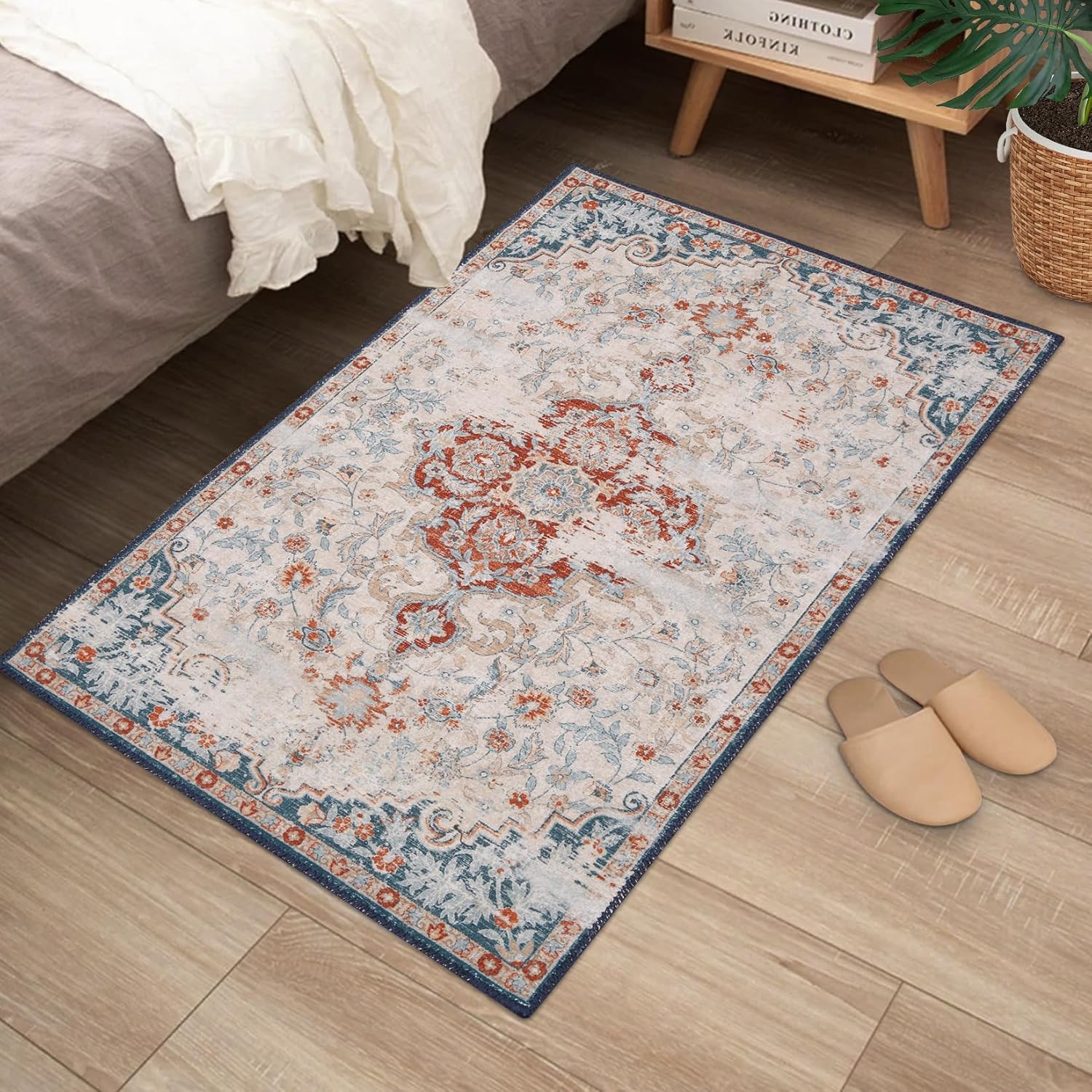 Zacoo Entryway Rug,Small 2x3 Rug Vintage Area Rug