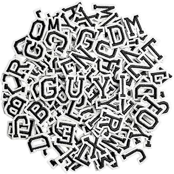 GYGYL 104Pcs Iron on Letter Patches for Clothes, 0.7 Inch Black