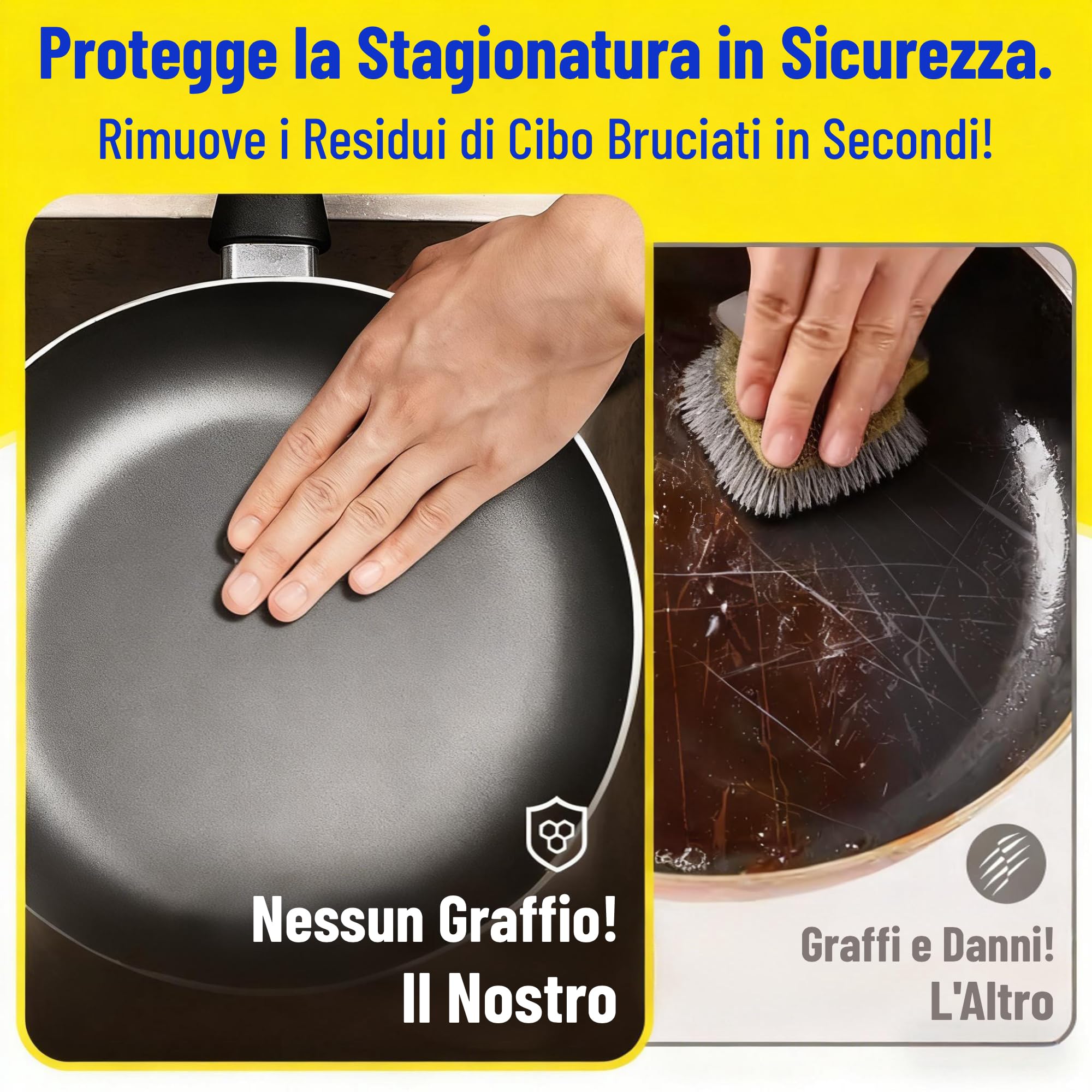 Amagabeli - Pulitore per ferro da giardino, in acciaio inox, 316L, per padelle in ghisa, forni olandesi, padelle in ghisa, griglia, griglia, padella 20,9 x 15,2 cm