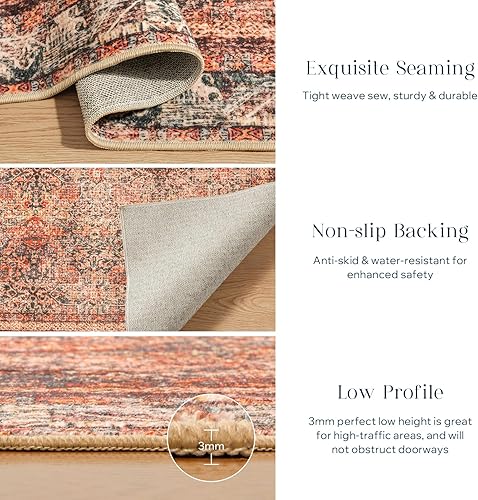 Miniatura 148 de Phantoscope Vintage Collection - Alfombra de área de 8 x 10 pies, alfombra grande para sala de estar, lavable, bohemio, antideslizante