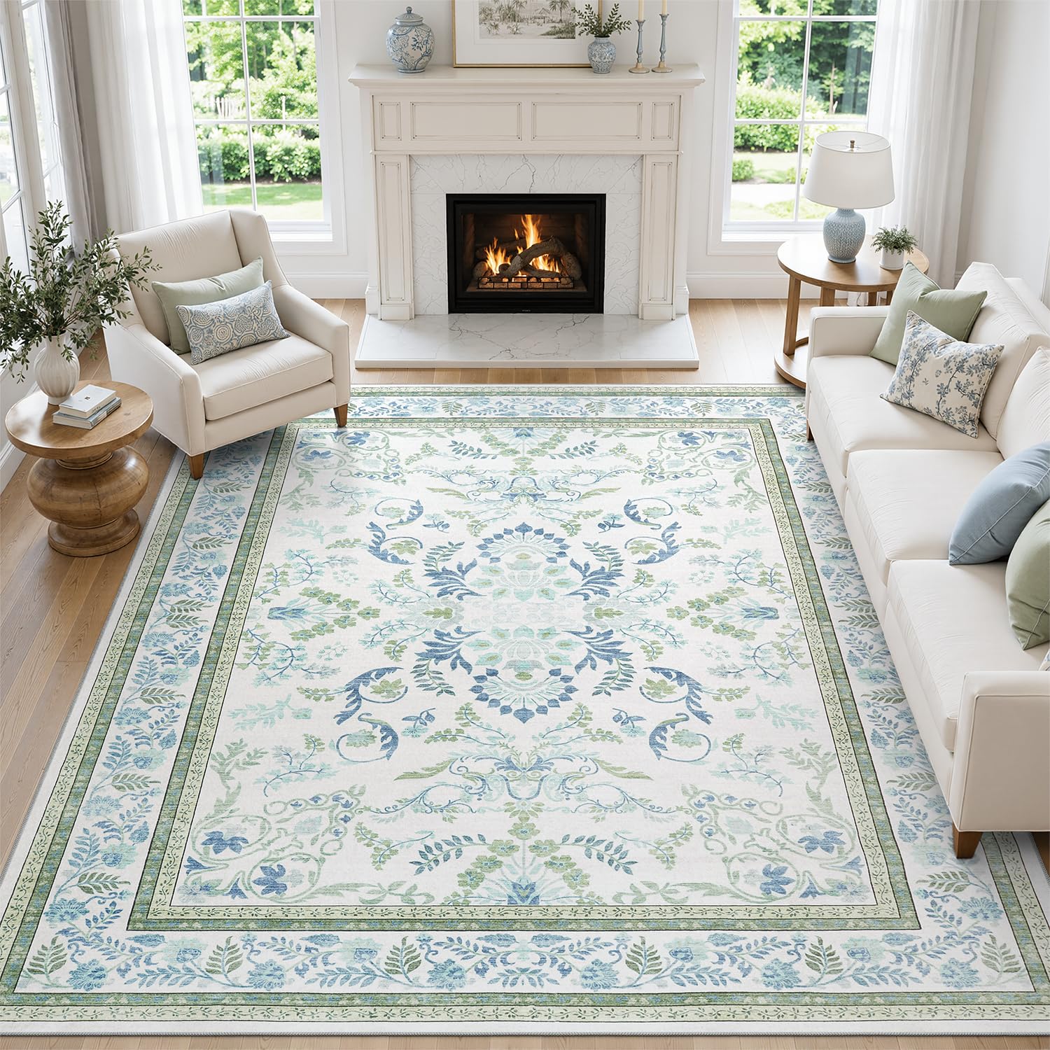 DCX 9x12 Green Floral Rug