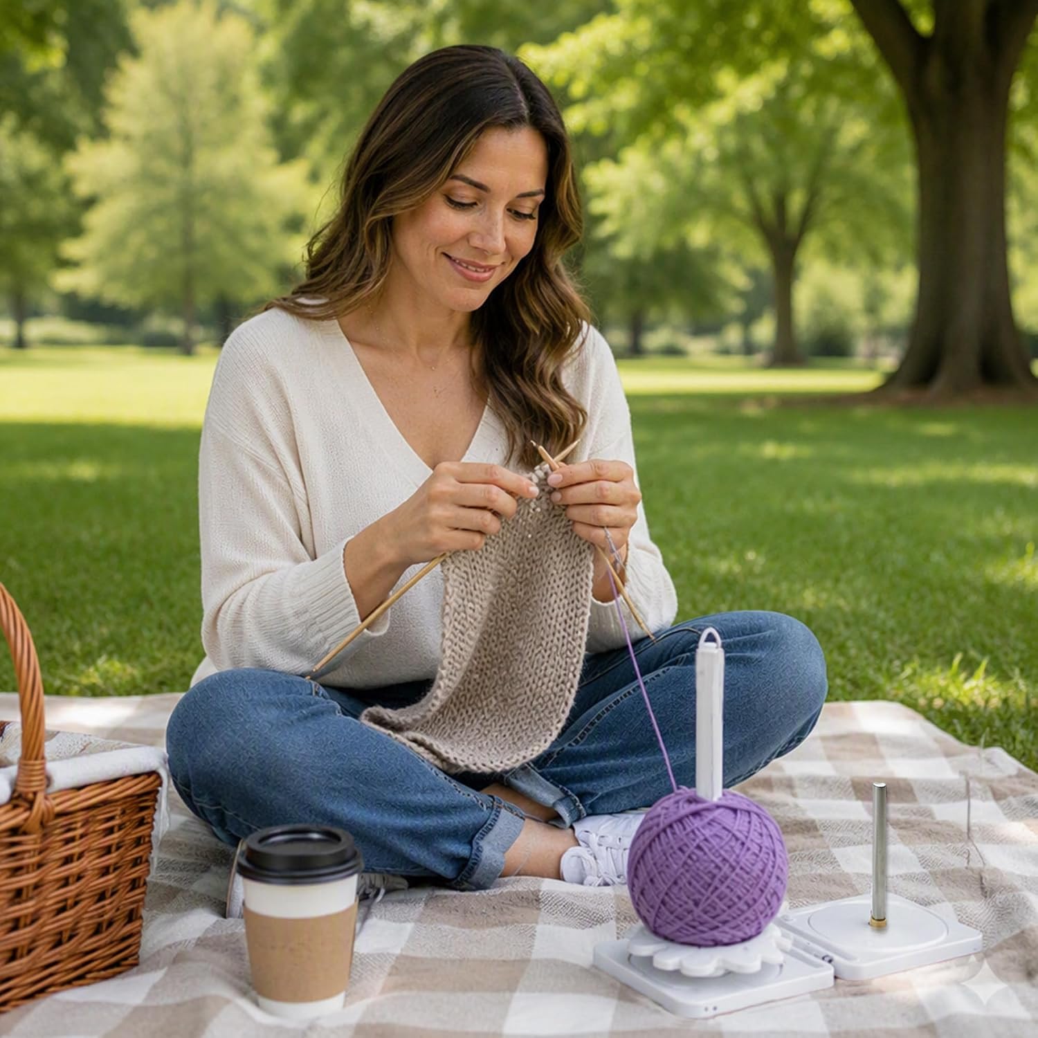 Portable Yarn Holder - Yarn Spinner Winder with Extended Rod