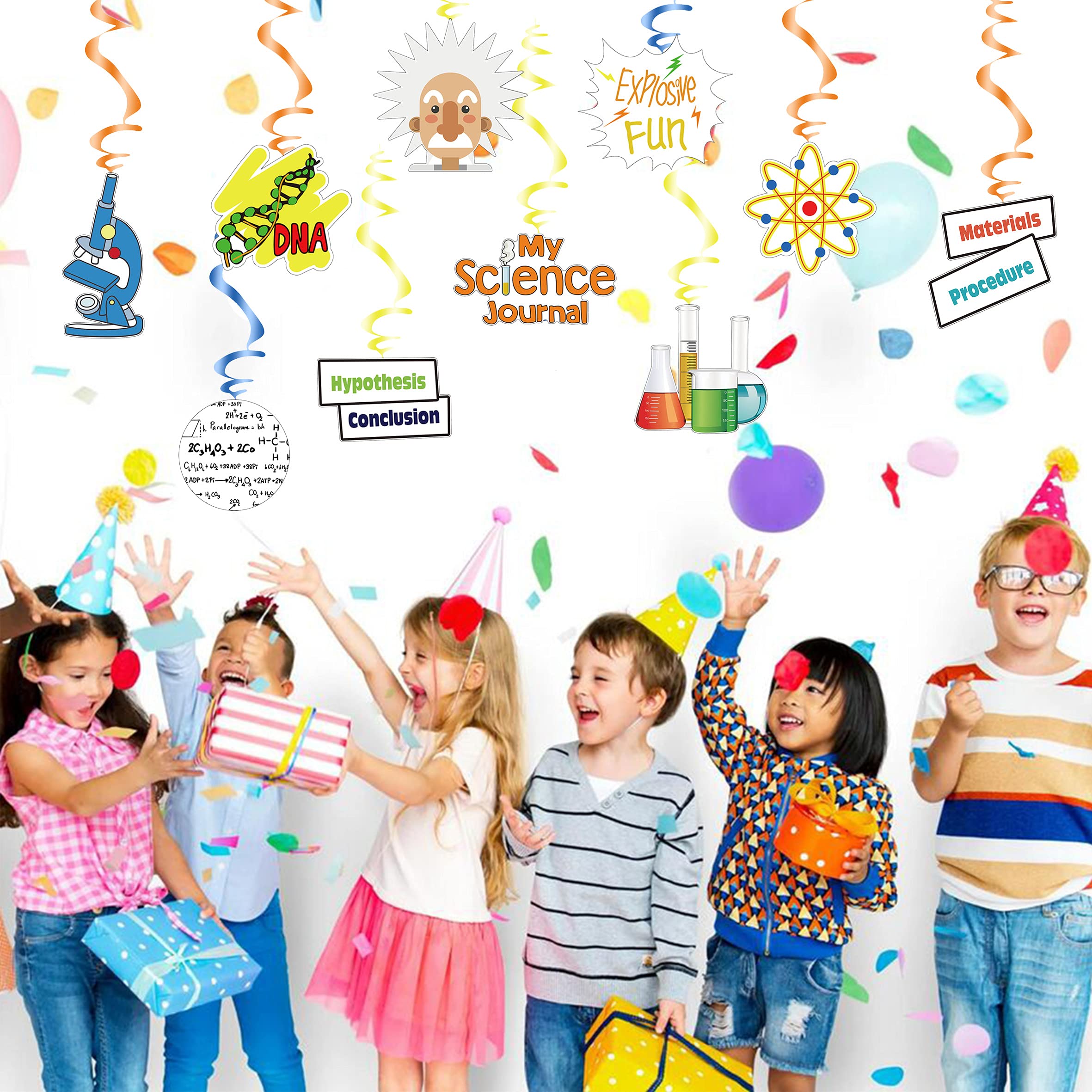 Science Theme Hanging Swirl Decor Science Investigation Steps Ceiling Whirl Streamer Hanging Cutout for Kids Birthday Science Lab School or Classroom Event Astronomy Biology Chemistry Physics Party