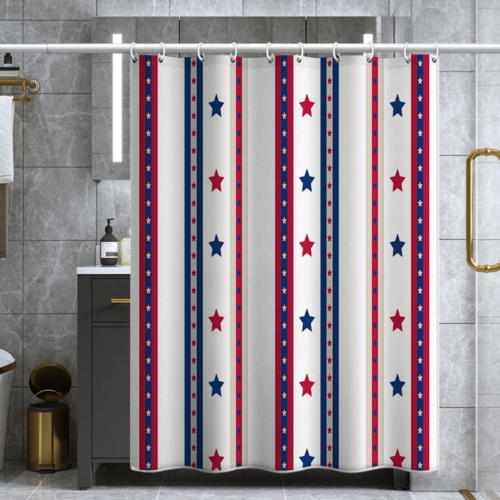 Rideau de douche anti-moisissure KnSam 240x200 cm en polyester imperméable à rayures