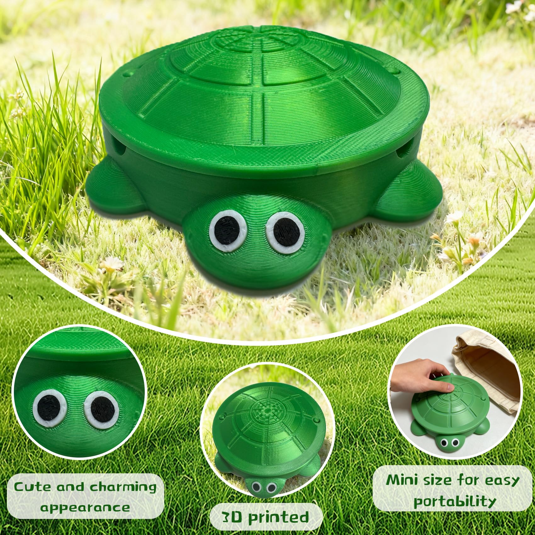 Mini bac à sable tortue pour bureau, bac à sable tortue avec couvercle, mini jardin zen avec moules, mini outils, cadeaux amusants, décoration de maison et de bureau, sable gratuit (vert)