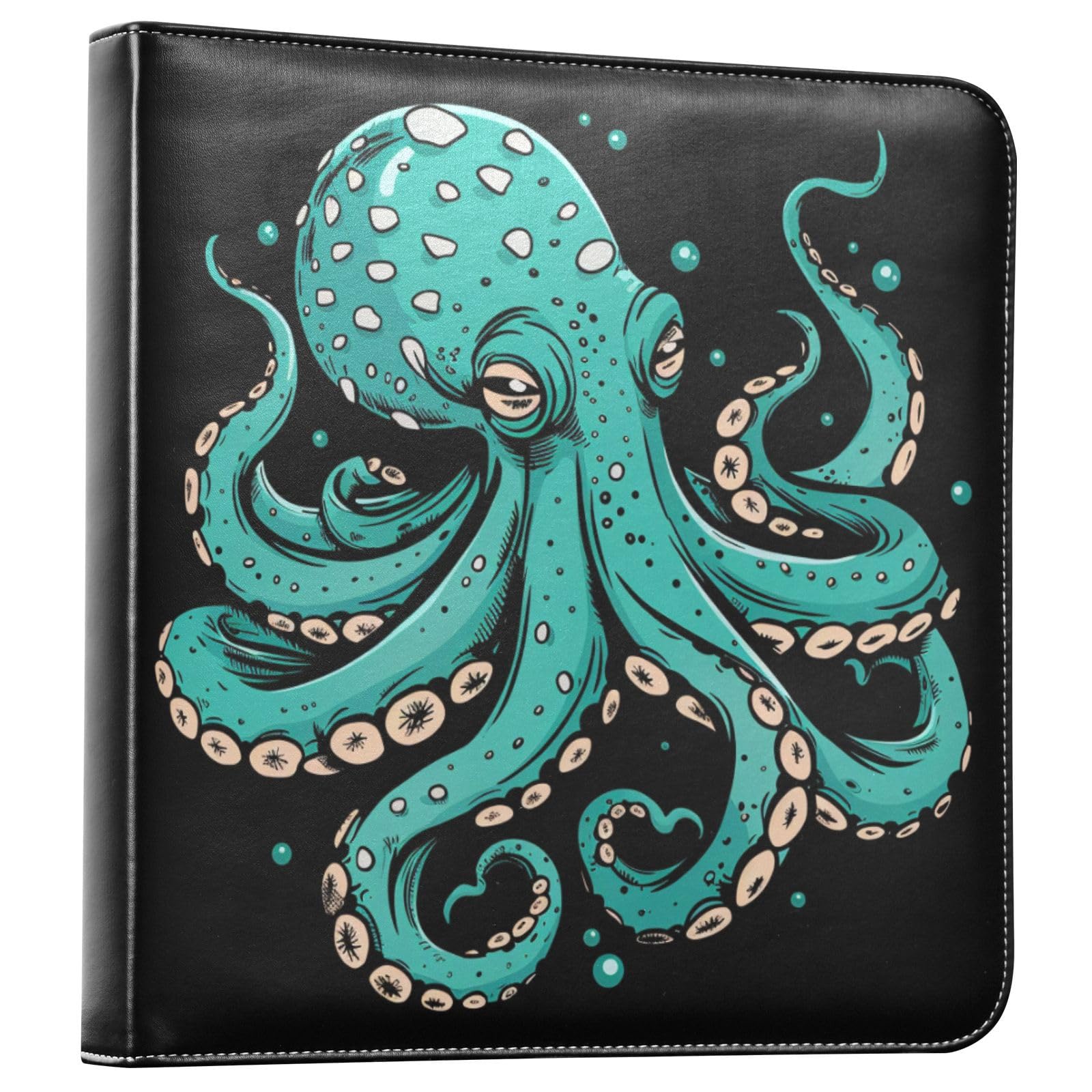 JIPONI Green Octopus Tentacle Large Photo Album, DIY Leather Cover Scrapbook Albums for 4x6 5x7 6x8 Pictures, Self Adhesive Memory Book for Wedding, Baby, Family