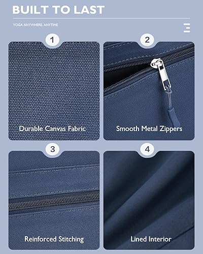 Miniatura 4 de Gonex Bolsa para esterilla de yoga, bolsa de gimnasio de lona extra grande con bolsillo impermeable, cremallera de metal, se adapta a tapetes y