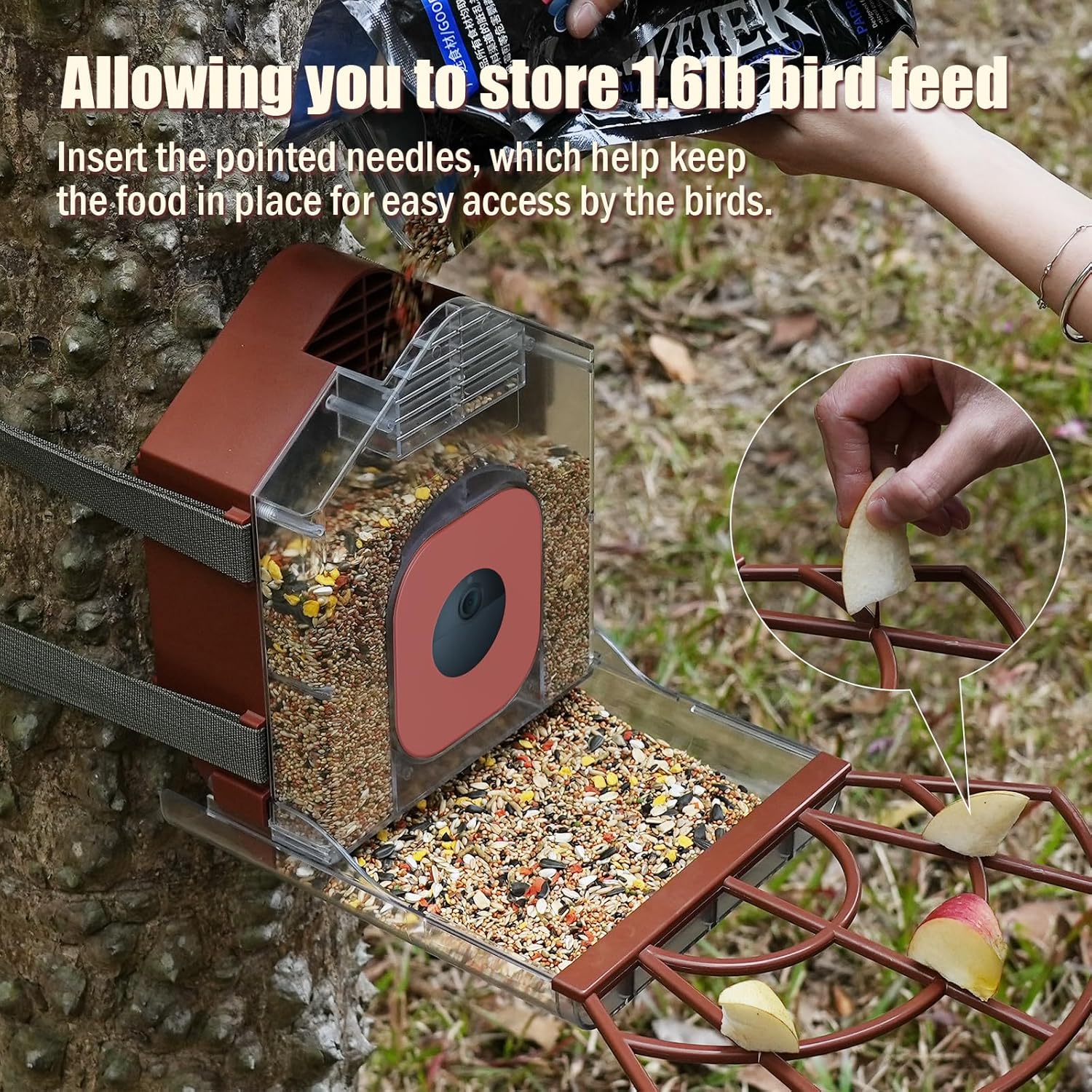 Bird Feeders for Outdoors, Bird Feeder with Camera Case Compatible with Wyze Camera Outdoor, Smart Bird Feeder Camera for Bird-Watching (Camera NOT Included), Brown