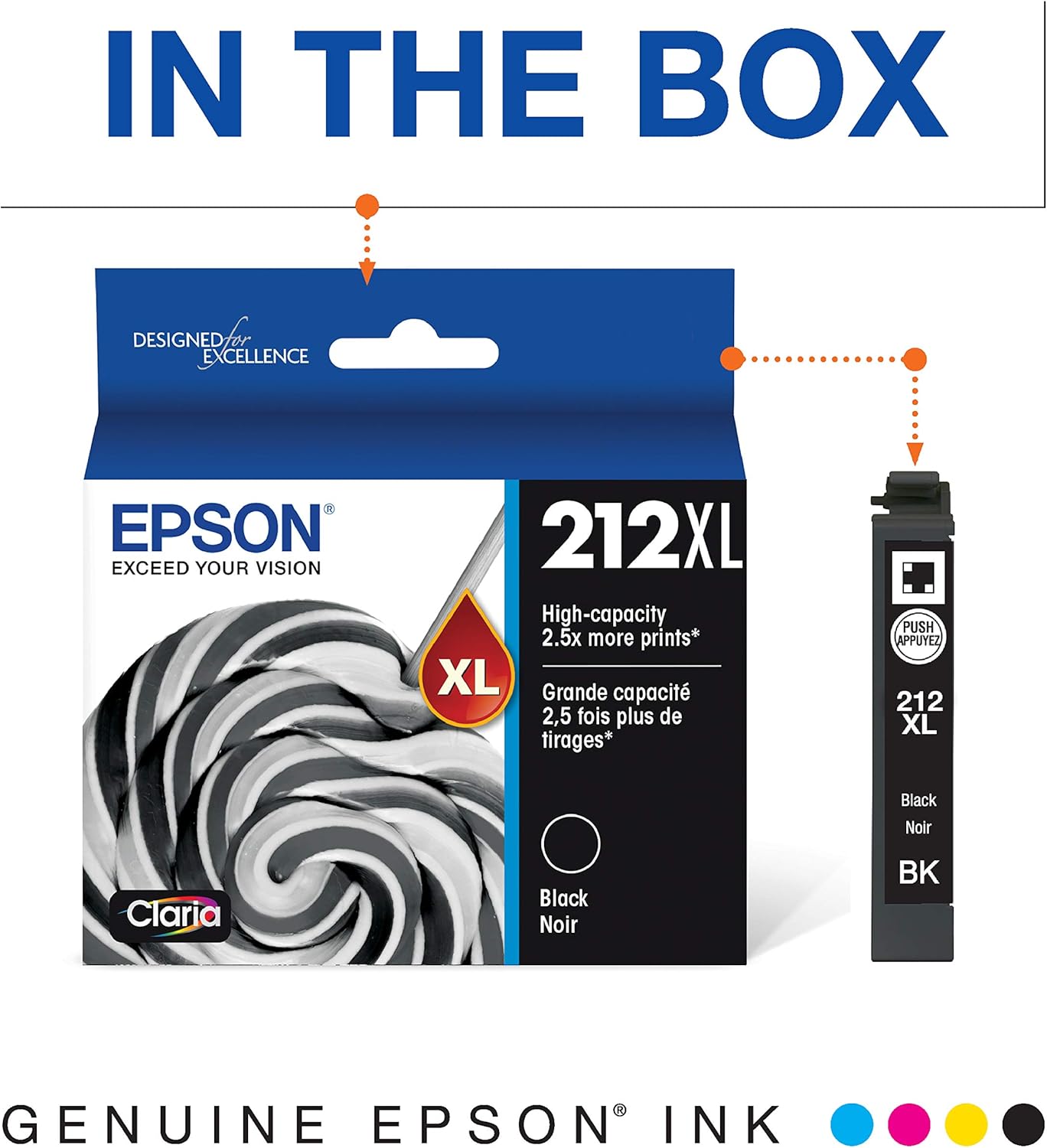 EPSON 212 Claria Ink High Capacity Black and Yellow Cartridges (T212XL120-S, T212XL420-S) Work with WorkForce WF-2830, WF-2850, Expression XP-4100, XP-4105