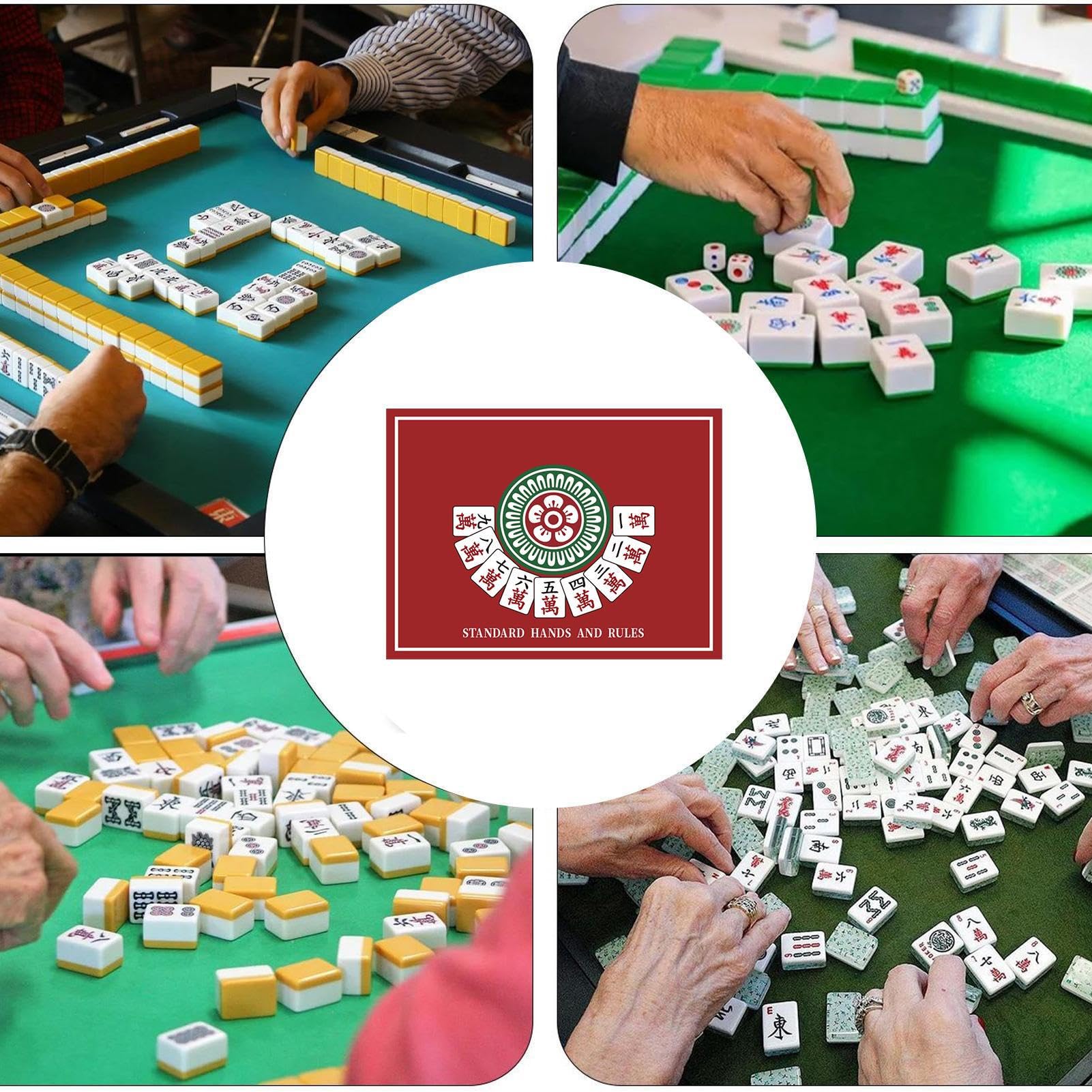 Mahjong Spielanleitung für Anfänger | 4-Teilige Anleitung Für Amerikanisches Tischspiel,wasserdichte Papier Mahjong Spielkarten,für Frauen Großeltern Freunde Party Urlaub Innenbereich