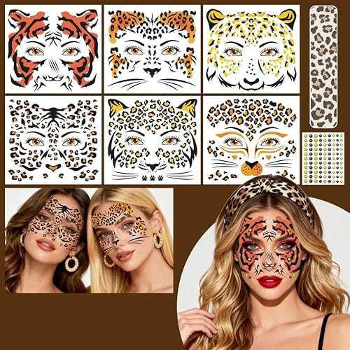 Leopard Prints Temporary Tattoos Animal Prints Tattoos Realistic Cheetah Face