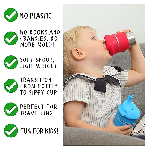 Miniatura 3 de Vasos para sorber para niños pequeños y niños, vaso de acero inoxidable con pajita con tapas de silicona, sin BPA, sin plástico, a prueba de