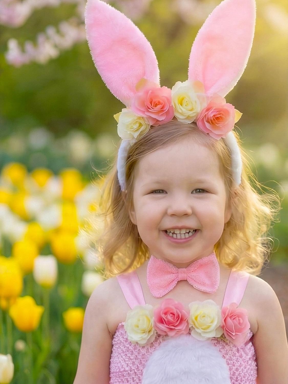 Easter Bunny Costume for Girls Kids Rabbit Tutu Dress Up Outfit Easter Party Costumes with Headband and Tail