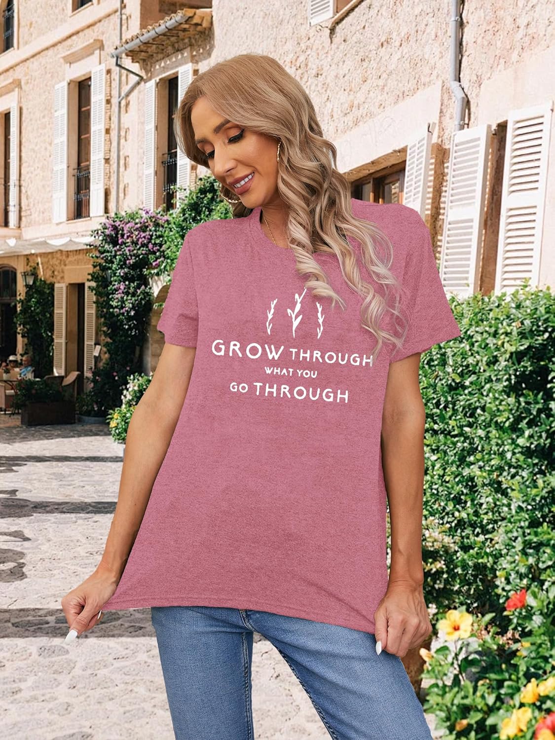 Inspirational Tshirts for Women Grow Through What You Go Through Shirt Motivational Tee Top - Image 3