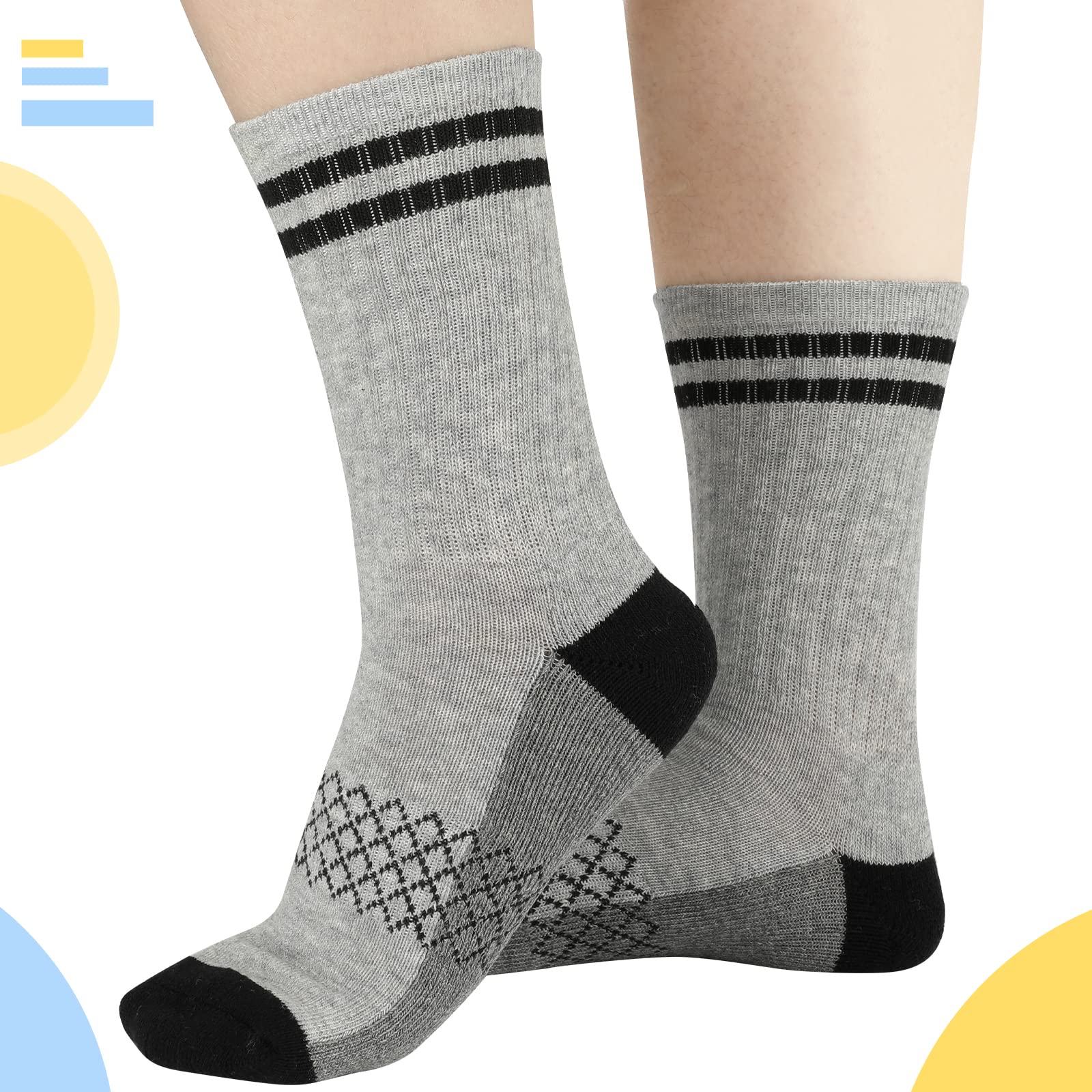 Comfoex 10 pares de calcetines deportivos para niños de 4-6, 6-8, 8-10 años, calcetines largos de pantorrilla para niños, calcetines de algodón medio acolchados