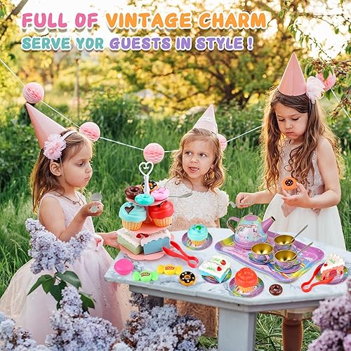 Miniatura 7 de Juego de fiesta de té de unicornio para niñas pequeñas, juego de té de unicornio para niñas de 3, 4, 5, 6 años, juguetes de cocina para niños