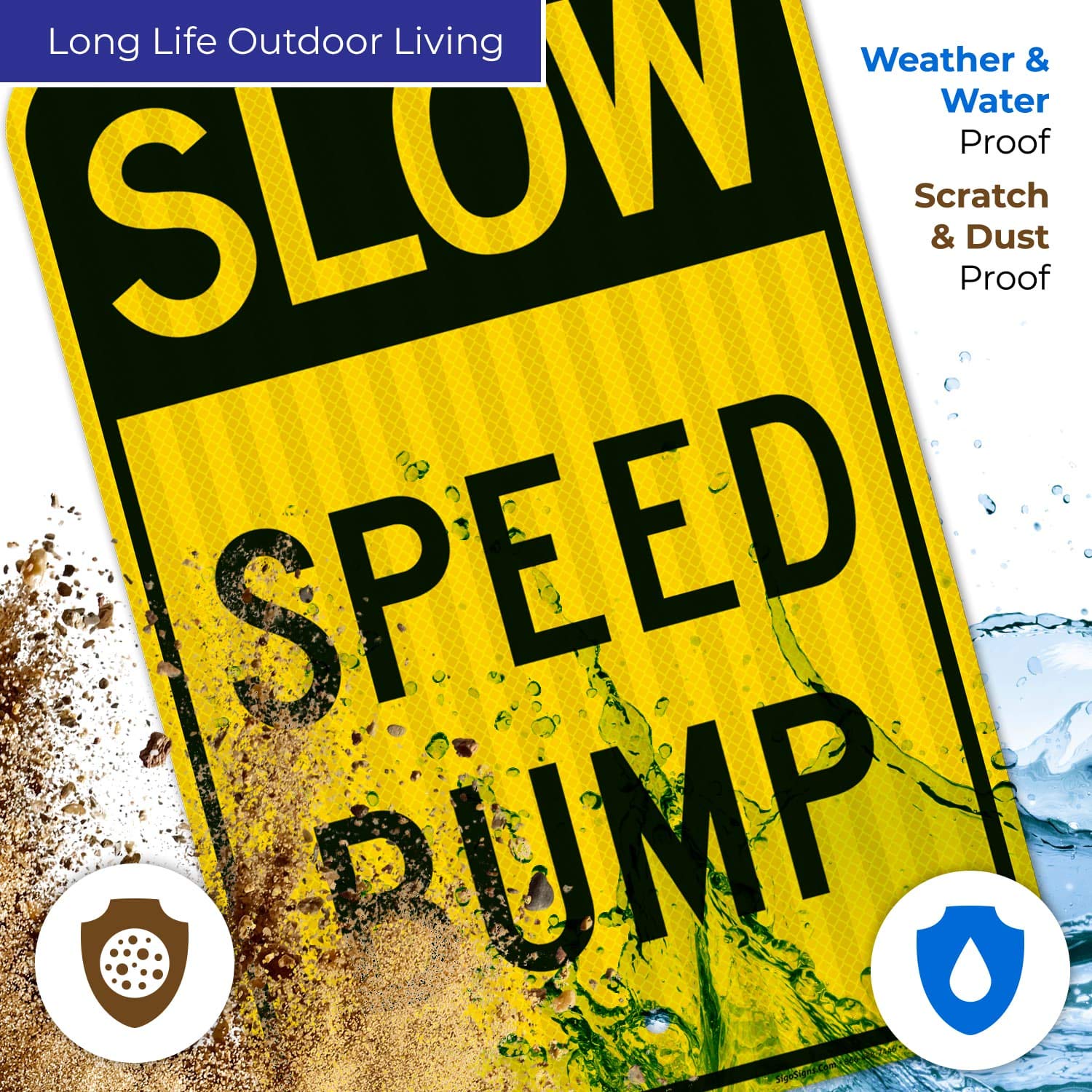 Slow Speed Bump Sign, 12x18 Inches, 3M EGP Reflective .063 Aluminum, Fade Resistant, Made in USA