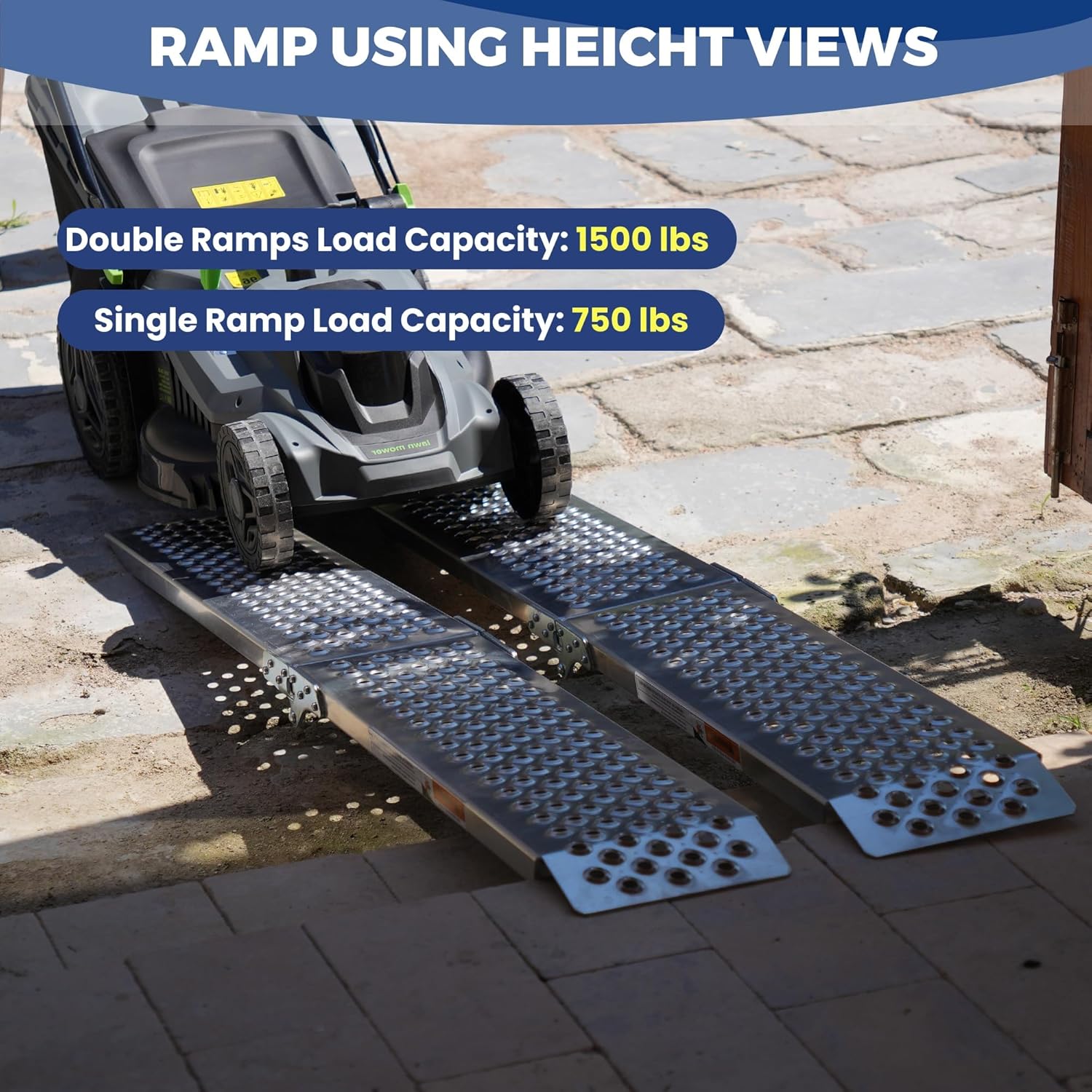 LEMNISCATE Loading Ramps, Portable Aluminum Ramps, 1500lbs Capacity per Pair, Truck Ramp for Lawn Mower, Motorcycles, Trailers, Dirt Bikes, Carts, 63''L x 8.5''W