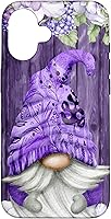 Vista 32 de Cute Purple Aesthetic Anemones Flower Pattern Lavender Gnome Case for iPhone 17