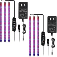 Vista 23 de iPower Tiras de luz LED de crecimiento de plantas de espectro completo con 3 modos de temporización, 10 niveles regulables, 48 LED por tubo, lámpara