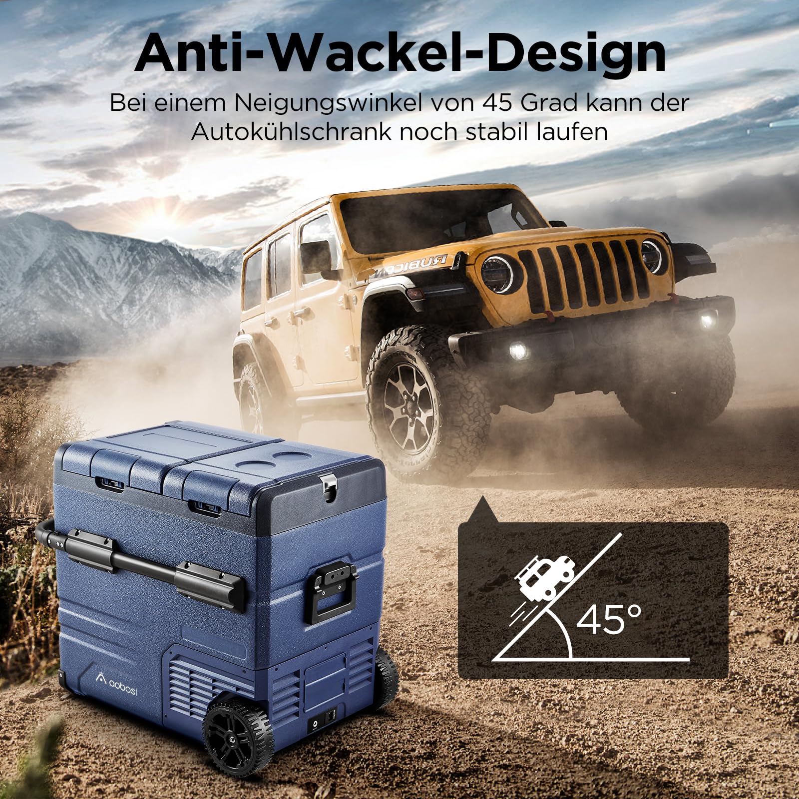 AAOBOSI 55L Kompressor Kühlbox Dual Zone 12/24V 100-240V APP USB LED Räder