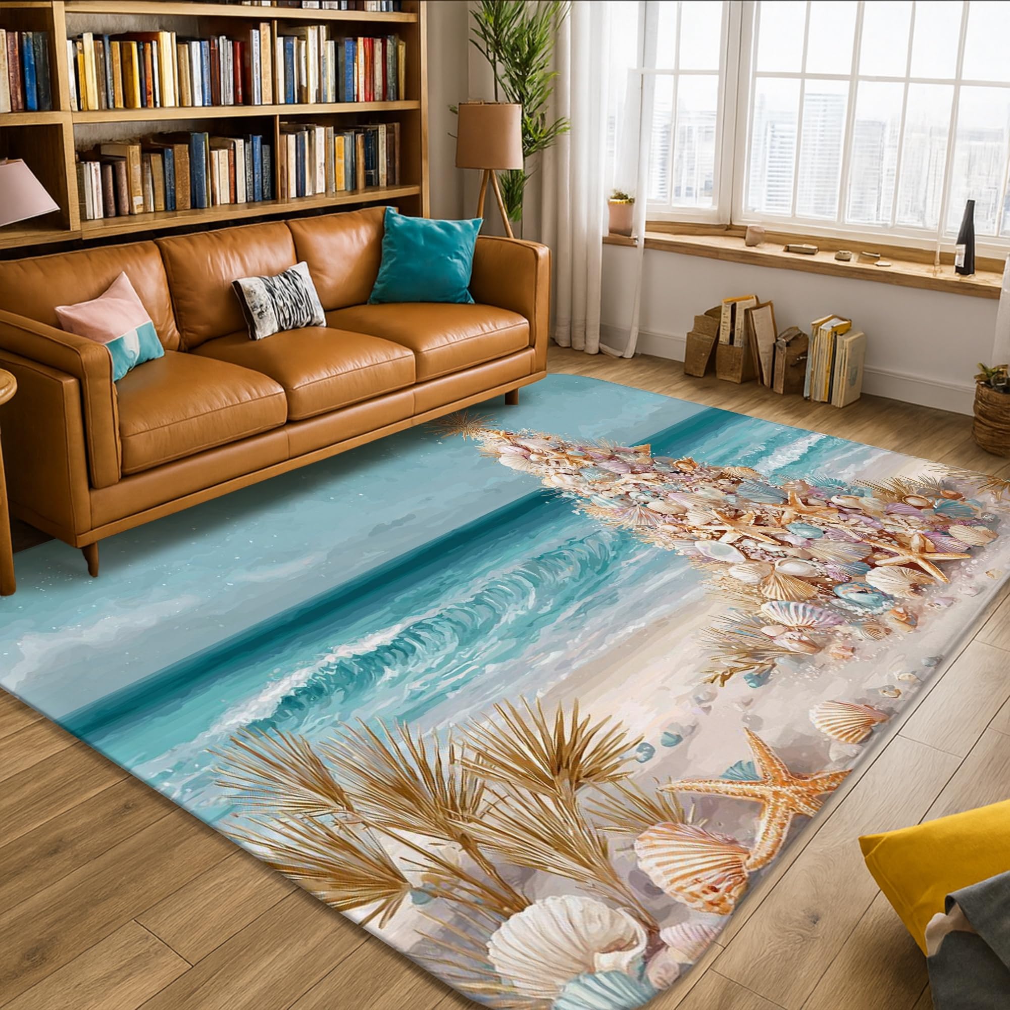 Tapis rectangulaire antidérapant turquoise contre les glissades