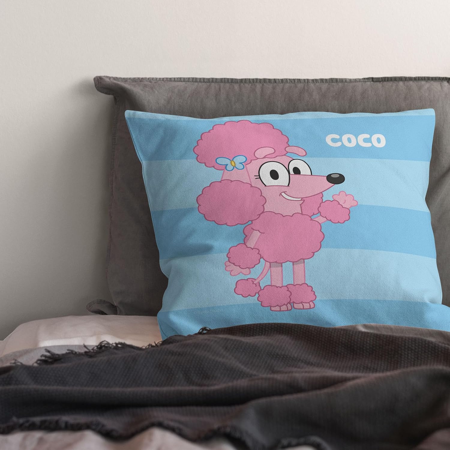 Northwest Bluey Pillow, 18" x 18", Roll Call Coco