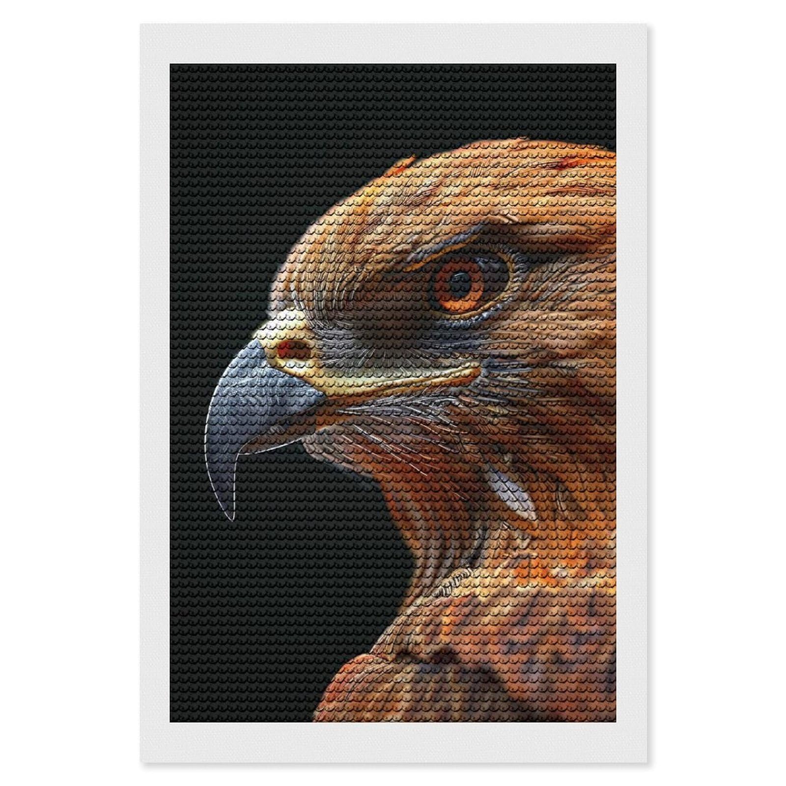 Junmoney Hawk Diamond Painting Canvas Kit 8"x12", Round Gems, Living Room Decor, Seasonal Gift Choice, Modern Decor