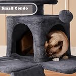 Yaheetech Tour des arbres de chat, 139cm H Maison d'escalade Cat avec 3 Haut Perches/postes d'échafaudage, 2 Condos/Balons, Échelle, Centre d'activités pour animaux domestiques multiniveaux pour les chatons et les chats, Gris foncé