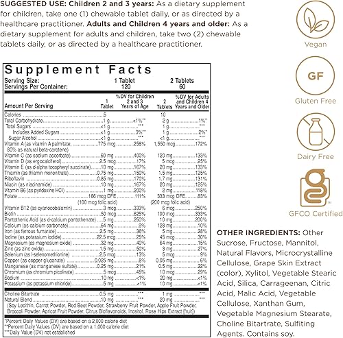 Miniatura 2 de Solgar Kangavites, Bouncin' Berry Flavor - 120 tabletas masticables - Fórmula completa multivitamínica y mineral para niños - Vegano, sin gluten