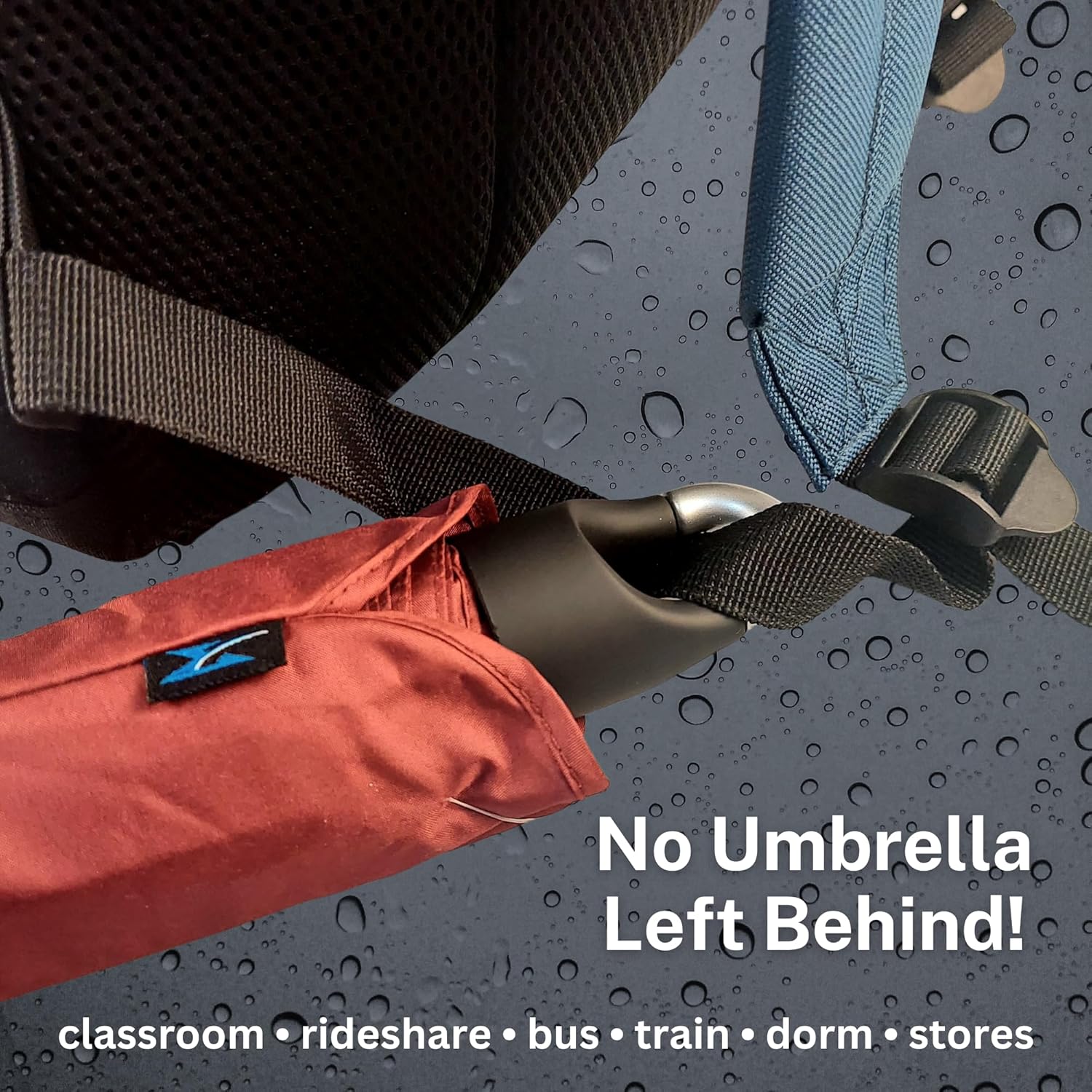 Storm Duds Mini Compact Storm Umbrella - NCAA Logo 42” Coverage, Folds to 11 Inches- Swivel Clip on Handle - Water, Wind & Rust Resistant, and Flexible Frame