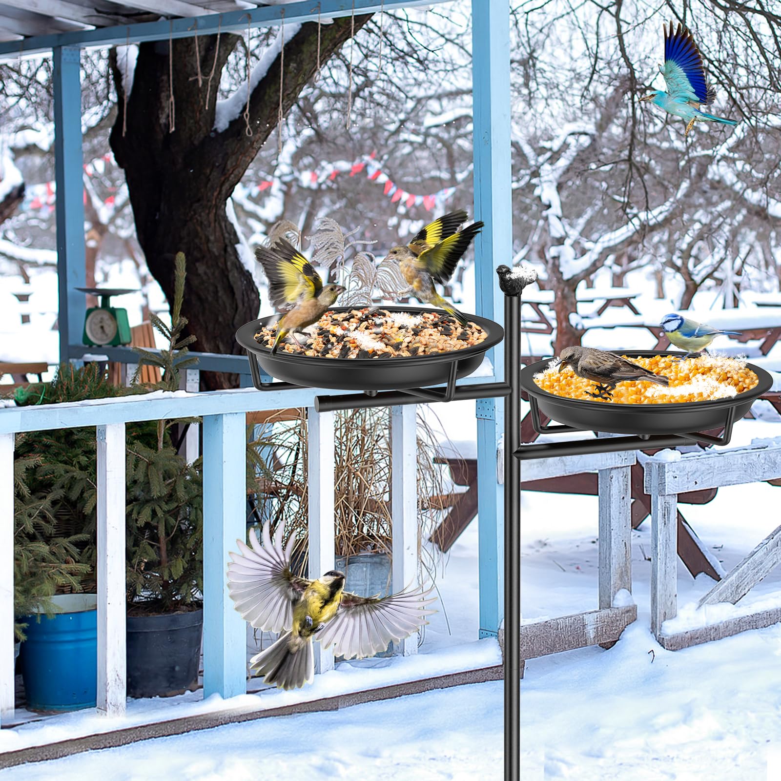 VeyFolzin.st Vogeltränke Für Draußen Mit Sockel, Freistehend, Vintage, Metall, Vogeltränke Und Vogelfutterspender, Vogeltränke, Schale, Vogeltränke Für Den Außenbereich, Hof, Garten, Rasen-Dekor