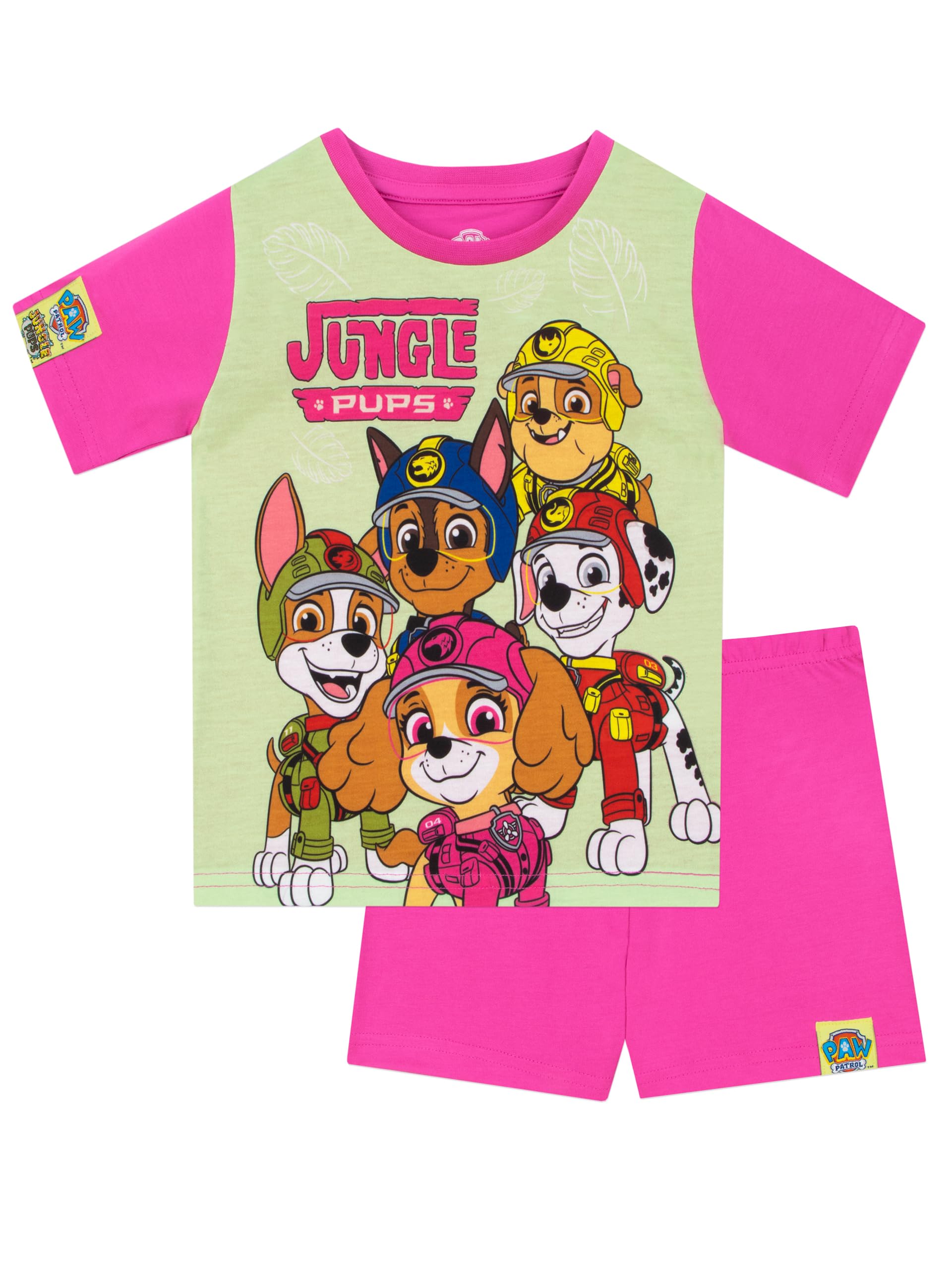 Paw Patrol Girls Pink Pyjamas | Short Pyjamas | Jungle Pups Chase Marshall And Skye Pjs | 7-8 Years