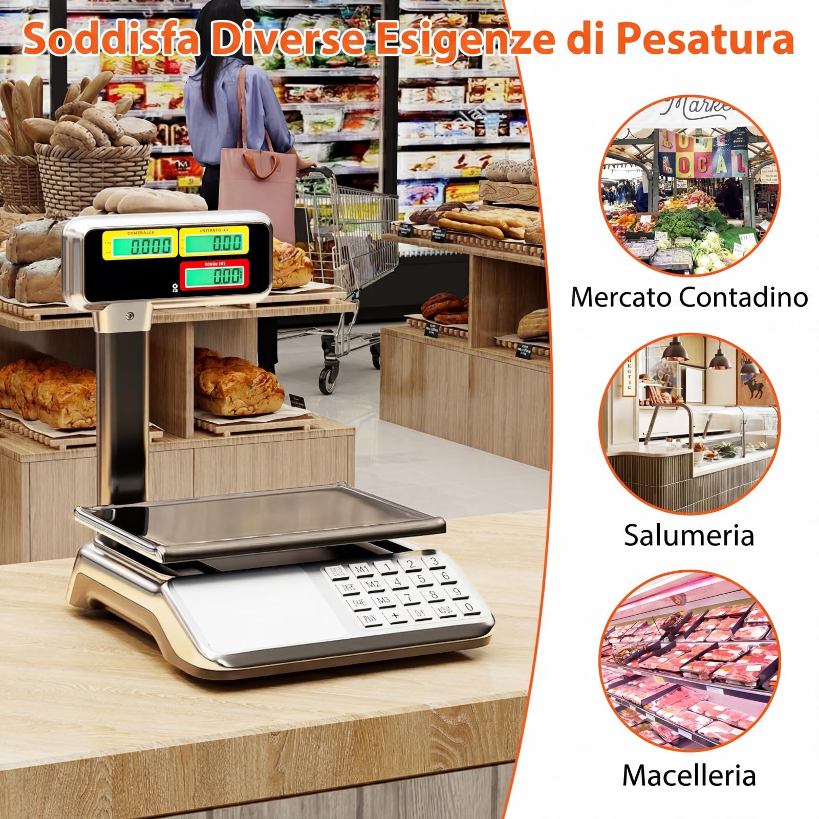 COSTWAY Bilancia Elettronica Professionale con Schermo LCD Retroilluminato | Bilancia da Banco Digitale con Unità Convertibili, Piedini Regolabili, per Mercato, Negozio e Macelleria, 43 x 33 x 41,5 cm