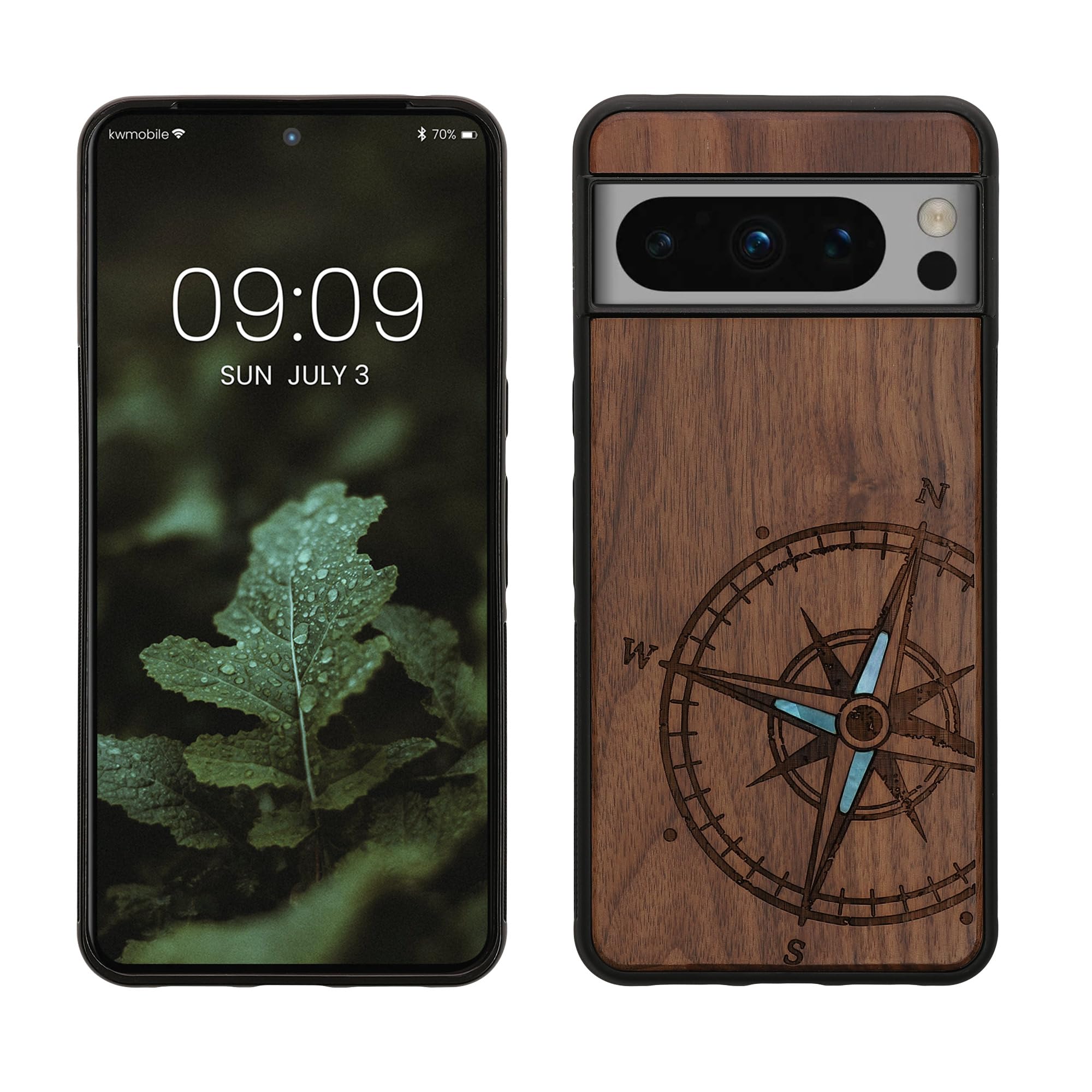 Custodia Google Pixel 8 Pro In Legno - Cover Con Bumper Silicone, Design Vintage