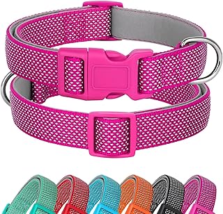 Didog Reflective Dog Collar with Buckle Adjustable Soft Neoprene Padded Nylon Pet Collars for Small Medium Large Dogs, Hot Pink, S product image