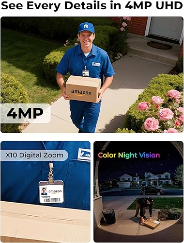 Miniatura 3 de Cámaras de seguridad inalámbricas de 4MP para exteriores, sin suscripción, 128 GB de almacenamiento local, cámaras alimentadas por energía solar